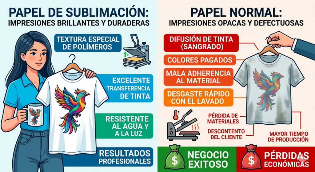 Diferencia entre papel de sublimación y papel normal errores que te cuestan dinero