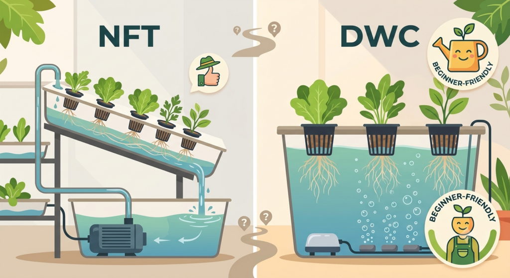 Diferencia entre sistema hidropónico NFT y DWC cuál elegir si eres principiante