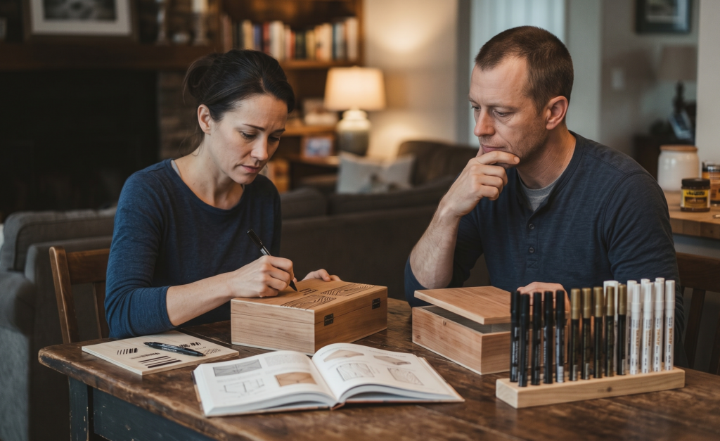 Marcadores para escribir en cajas de madera de regalo