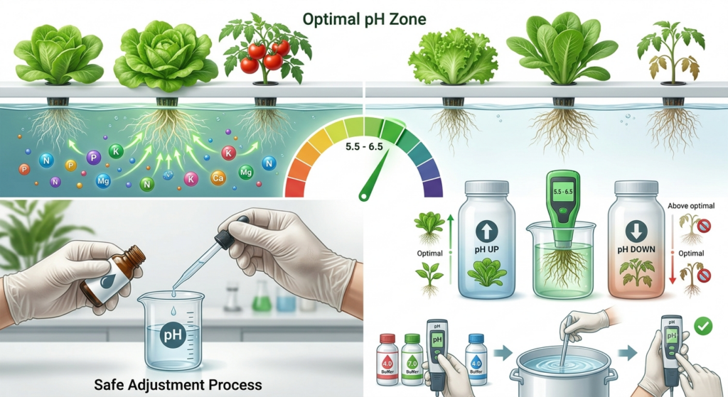 ¿Qué pH necesitan las plantas en hidroponía y cómo ajustarlo sin cometer errores