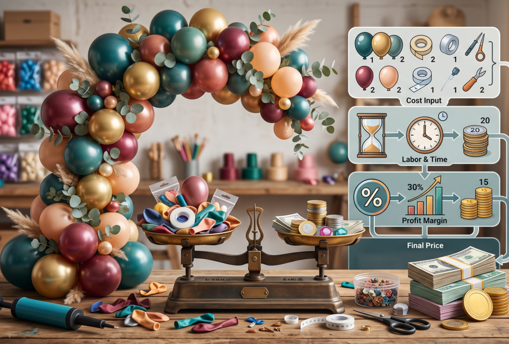 Cómo calcular el precio de un arco de globos sin estructura costos, margen y ejemplos reales