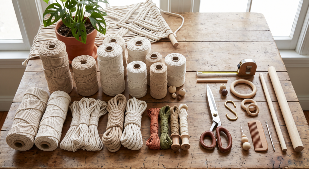 Materiales para macramé: qué hilo, cuerda y herramientas comprar según el proyecto