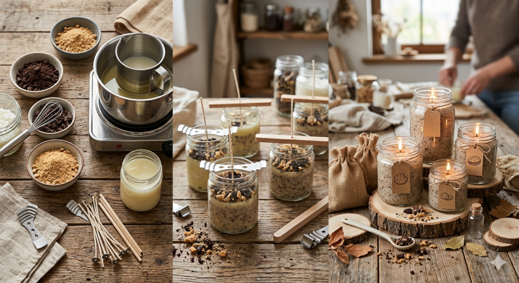 Velas con efecto galleta triturada cómo hacerlas y por qué se venden tan bien