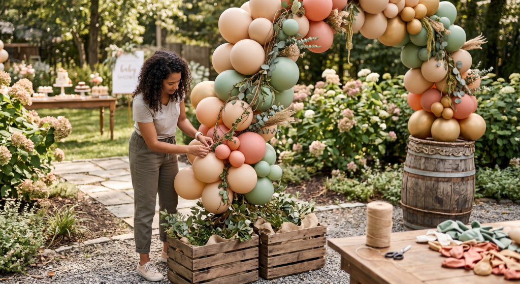 Cómo hacer un arco de globos rustic sin marco ideas para cumpleaños y baby showers