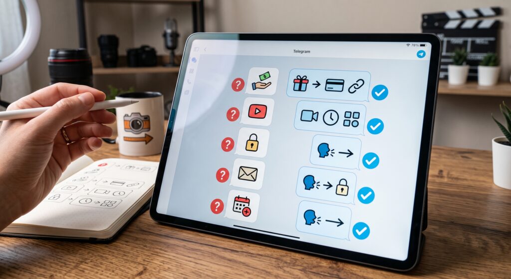 Responder preguntas frecuentes en Telegram para creadoras de contenido