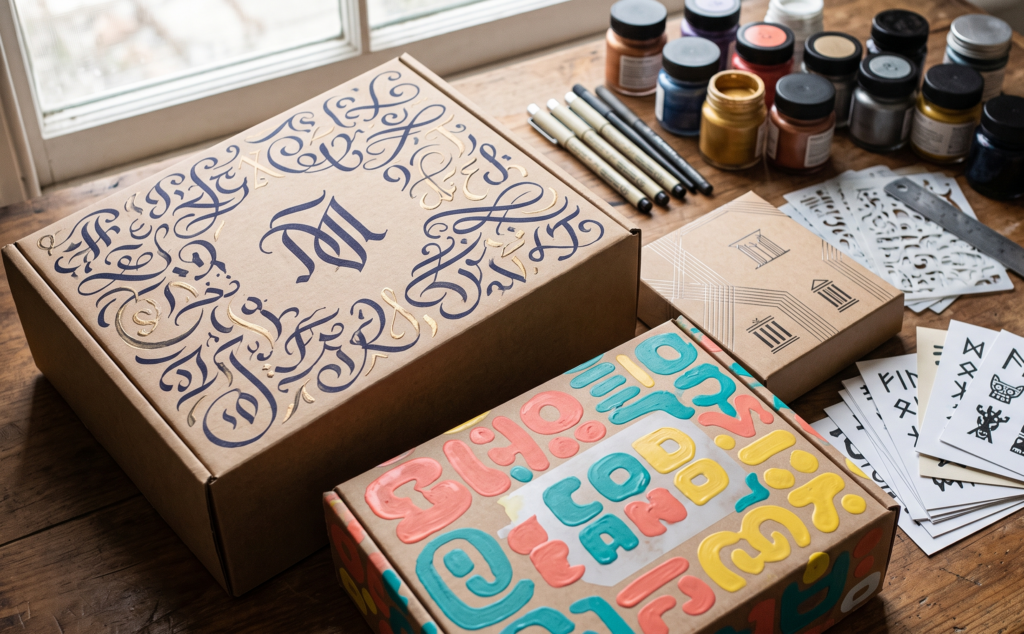 Tipos de letras para marcar cajas de regalo sorpresa