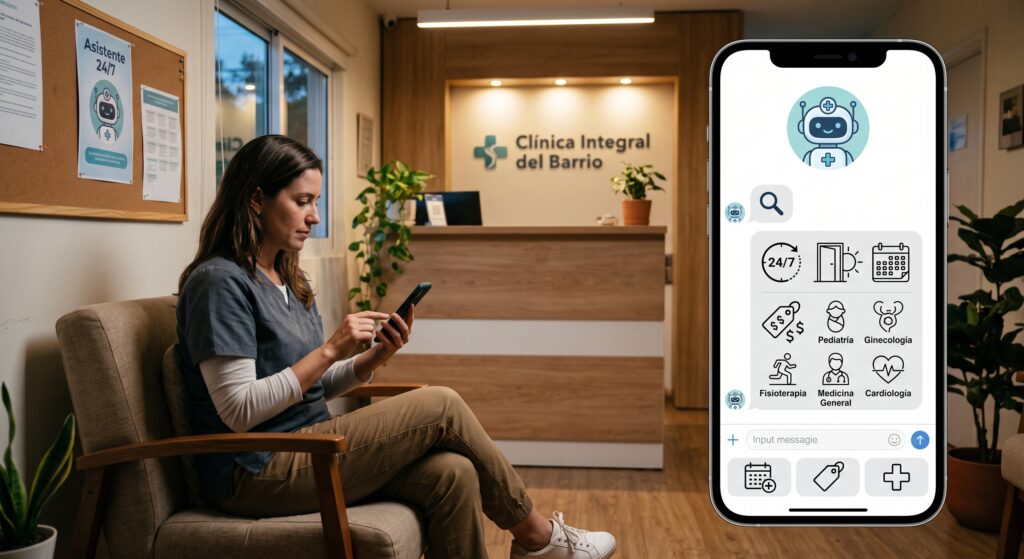Chatbot para clínicas pequeñas responde horarios, precios y especialidades 247